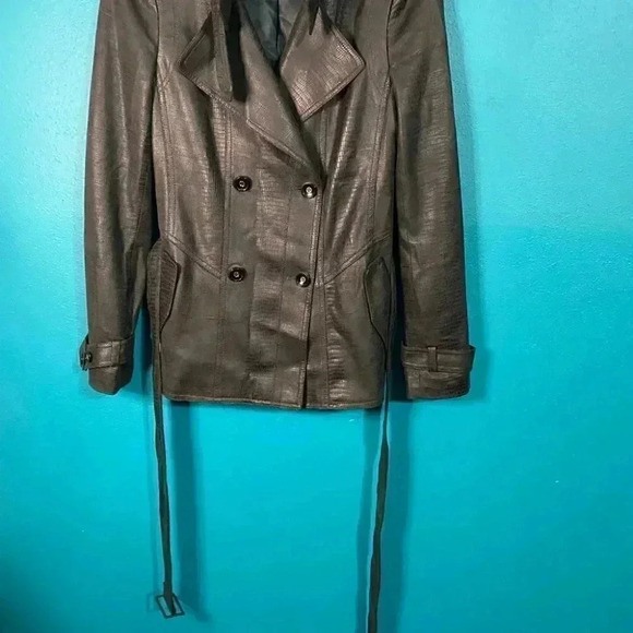 Prem By Michaa Black Crocodile Trench Jacket - Picture 3 of 7